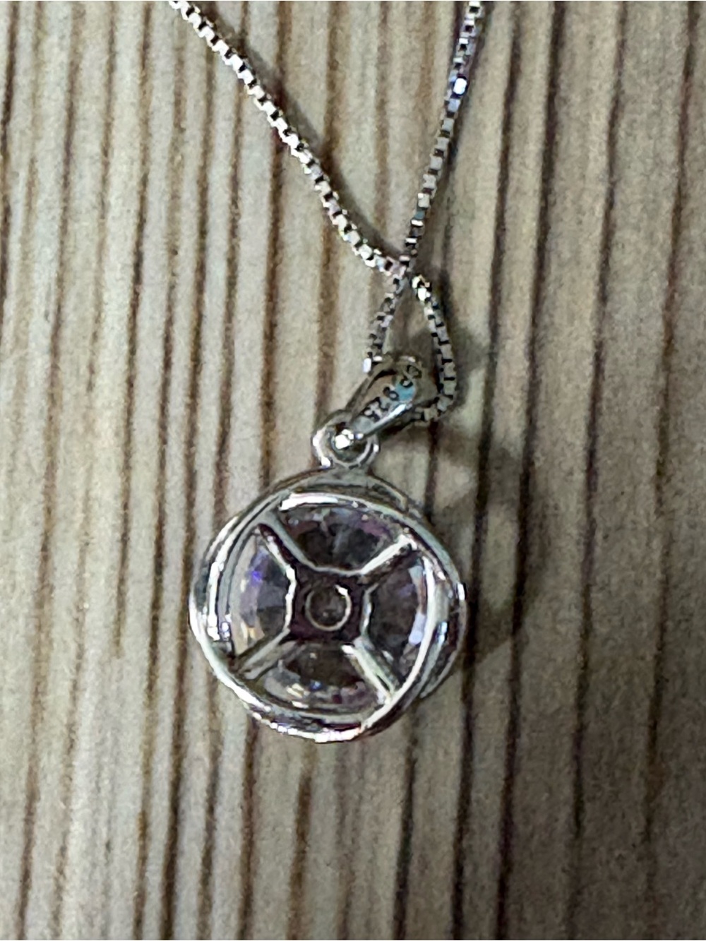 Helzberg Diamonds Silver Pendant Necklace with Clear Solitaire Crystal - White - Picture 4 of 4